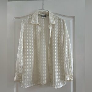 NOTATIONS sheer long sleeve button up shirt
